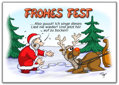 Humorvolle Weihnachtskarten + individueller Eindruck Firmenkunden
