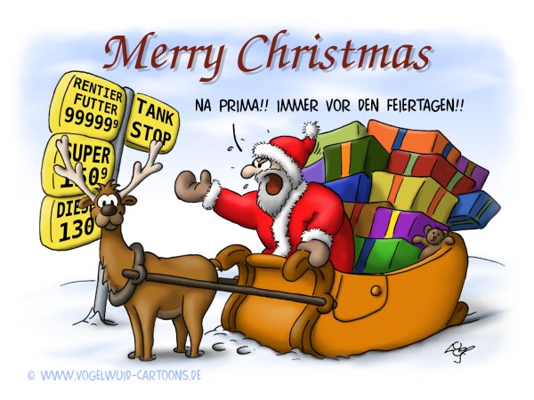 Weihnachtskarte Benzinpreis - 'Na prima!! Immer vor den Feiertagen!!'